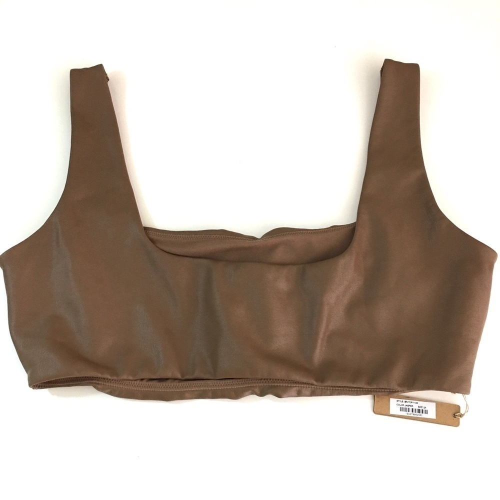NWT SKIMS Faux Leather Bralette Jasper‎ 2X - Picture 7 of 14
